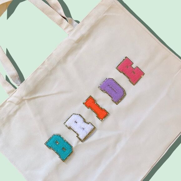 NWT Wool + Pepper Co. BRIDE Varsity Letters Tote Bag - Picture 3 of 3